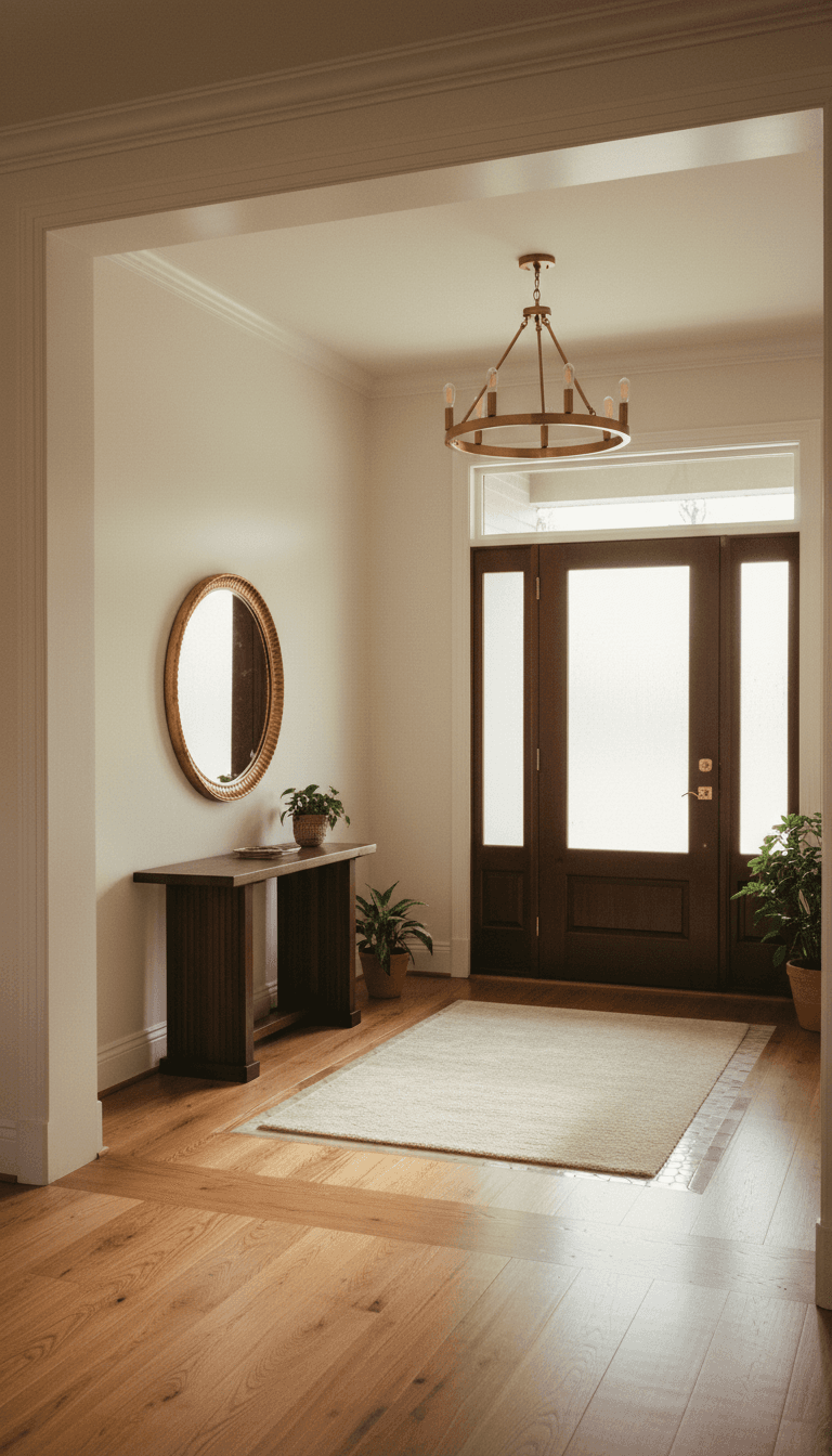 Complete entryway renovation showing flooring and painting