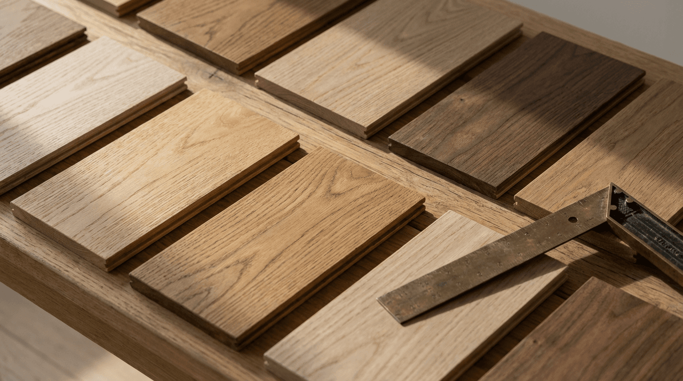 Beautifully refinished hardwood floor with warm natural light highlighting the wood grain and professional finish