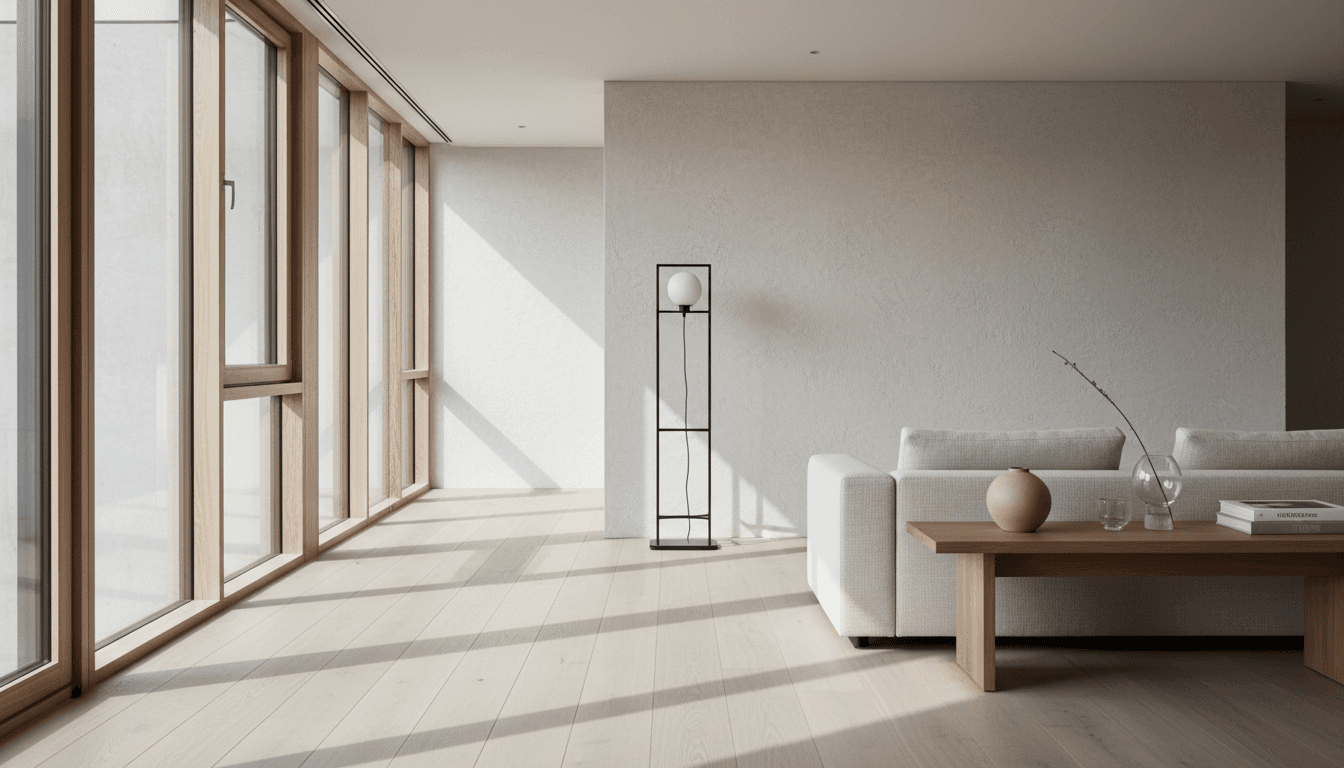 Modern minimalist aesthetic with warm natural light